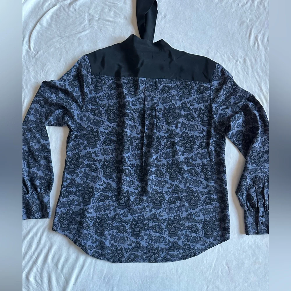 Scoop NYC Silk Large Black neck tie Dress Top - Picture 9 of 14